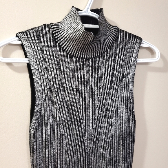 Zara - Silver Metallic Knit Bodycon Dress - Size S - Picture 10 of 14